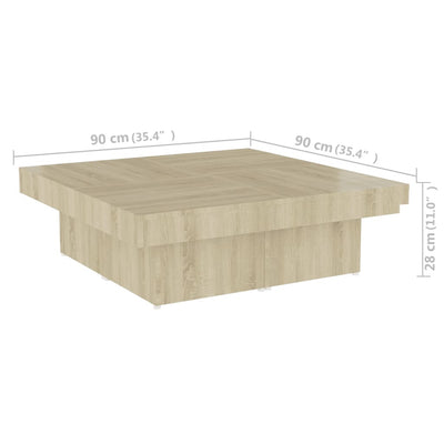 Dealsmate  Coffee Table Sonoma Oak 90x90x28 cm Engineered Wood