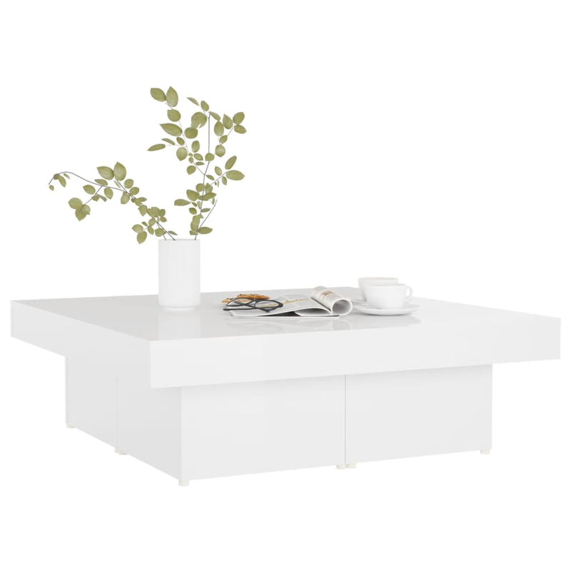 Dealsmate  Coffee Table High Gloss White 90x90x28 cm Engineered Wood