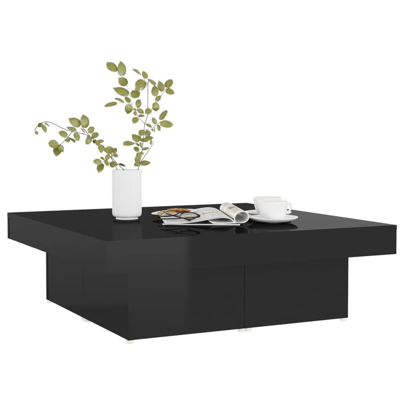Dealsmate  Coffee Table High Gloss Black 90x90x28 cm Engineered Wood