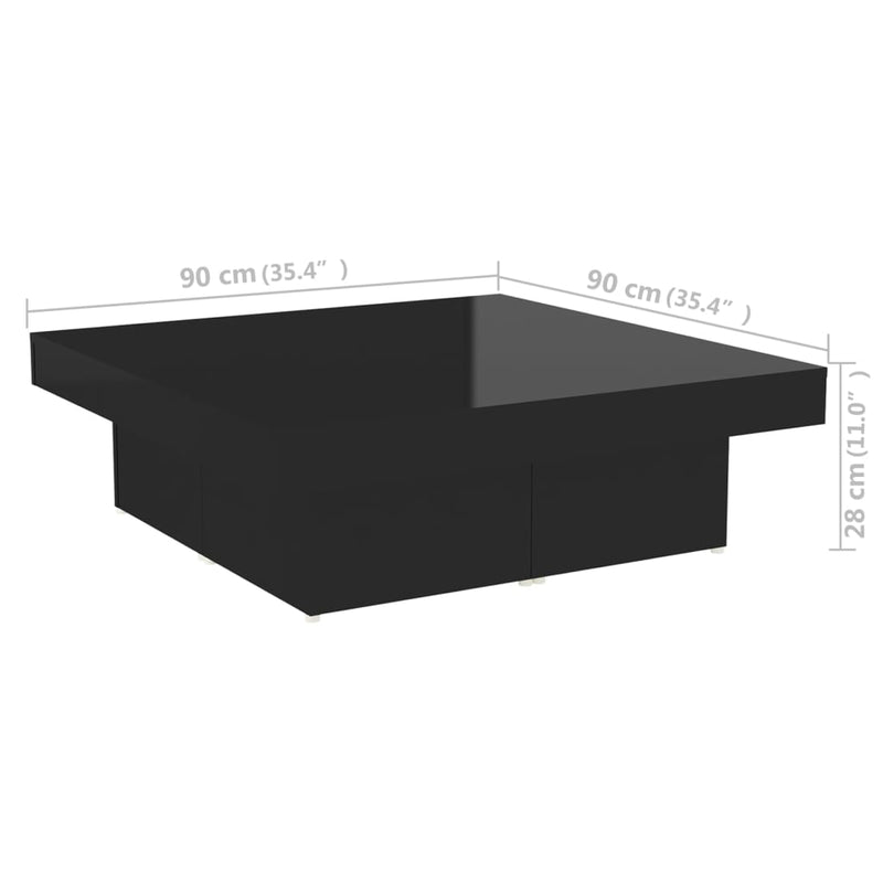 Dealsmate  Coffee Table High Gloss Black 90x90x28 cm Engineered Wood