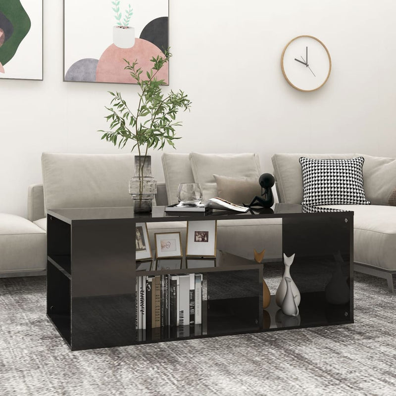 Dealsmate  Coffee Table High Gloss Black 100x50x40 cm Engineered Wood