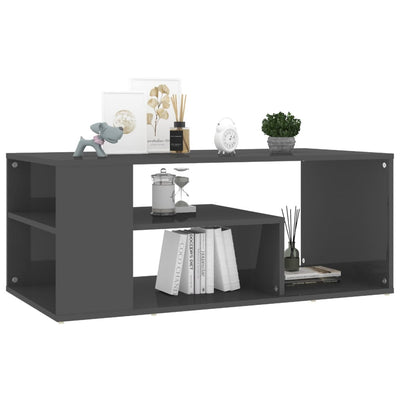 Dealsmate  Coffee Table High Gloss Grey 100x50x40 cm Engineered Wood