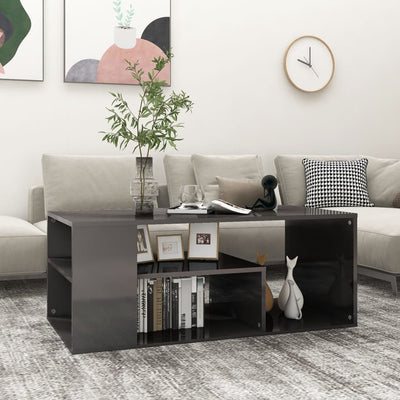 Dealsmate  Coffee Table High Gloss Grey 100x50x40 cm Engineered Wood