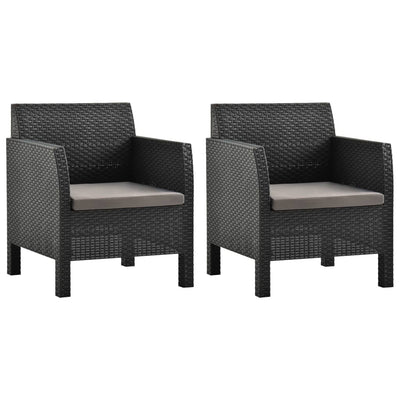 Dealsmate  Garden Chairs with Cushions 2 pcs PP Rattan Anthracite