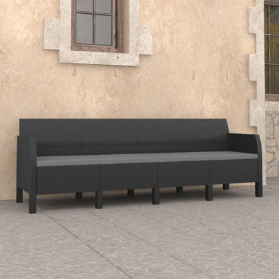Dealsmate  4-Seater Garden Sofa with Cushions Anthracite PP Rattan