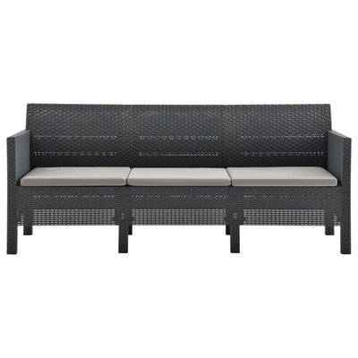 Dealsmate  3 Piece Garden Lounge Set with Cushions PP Rattan Anthracite