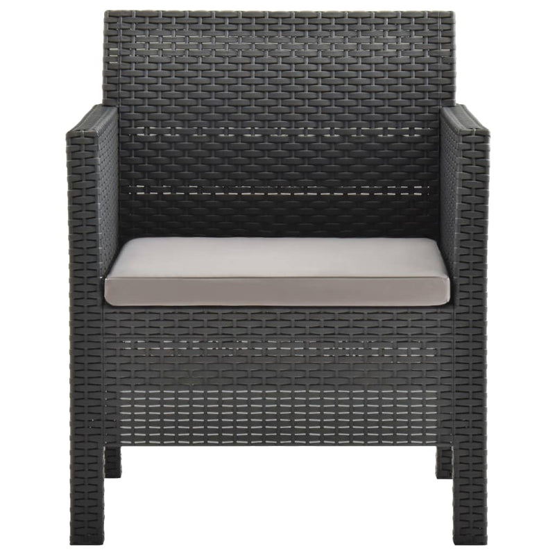 Dealsmate  3 Piece Garden Lounge Set with Cushions PP Rattan Anthracite