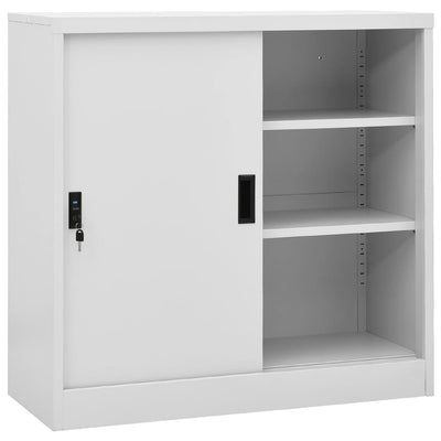 Dealsmate  Office Cabinet with Sliding Door Light Grey 90x40x90 cm Steel
