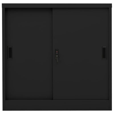 Dealsmate  Office Cabinet with Sliding Door Black 90x40x90 cm Steel