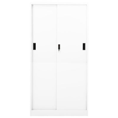 Dealsmate  Office Cabinet with Sliding Door White 90x40x180 cm Steel