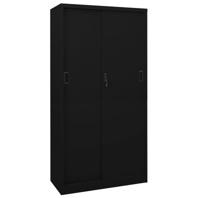 Dealsmate  Office Cabinet with Sliding Door Black 90x40x180 cm Steel
