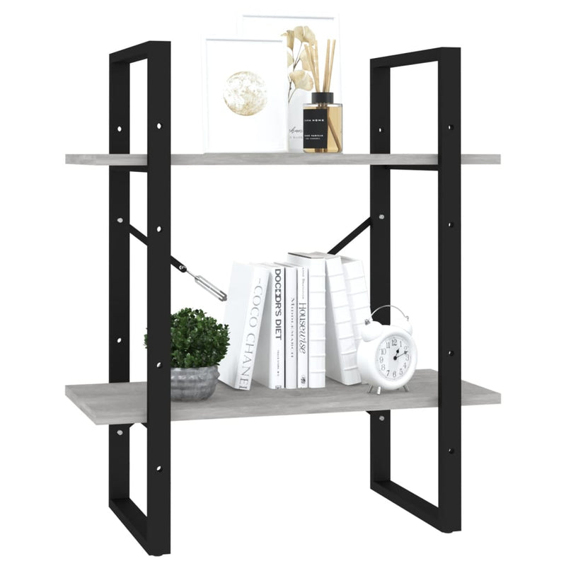 Dealsmate  2-Tier Book Cabinet Concrete Grey 60x30x70 cm Engineered Wood