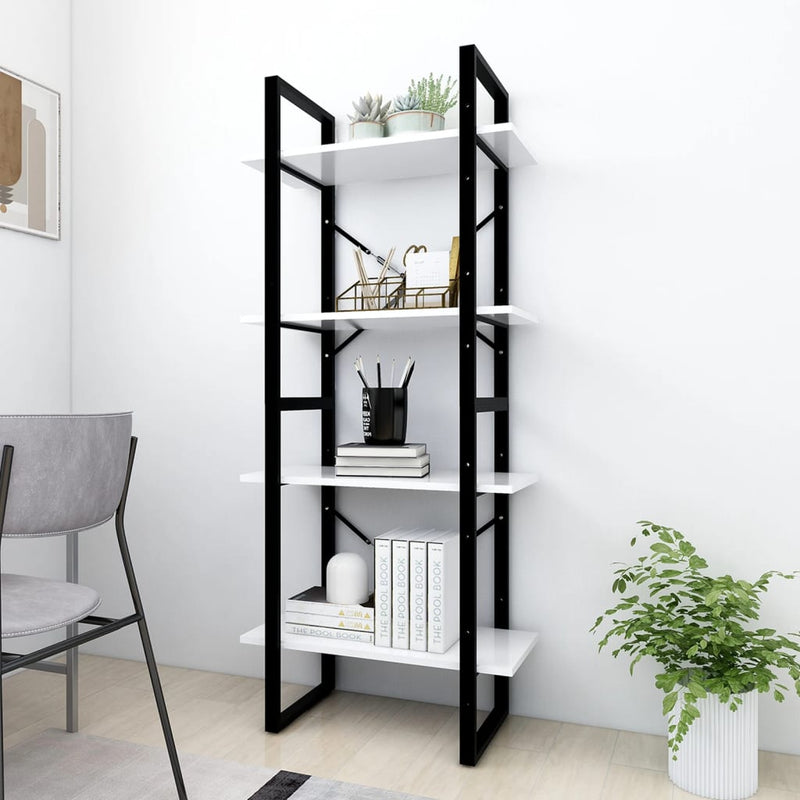 Dealsmate  4-Tier Book Cabinet White 60x30x140 cm Engineered Wood