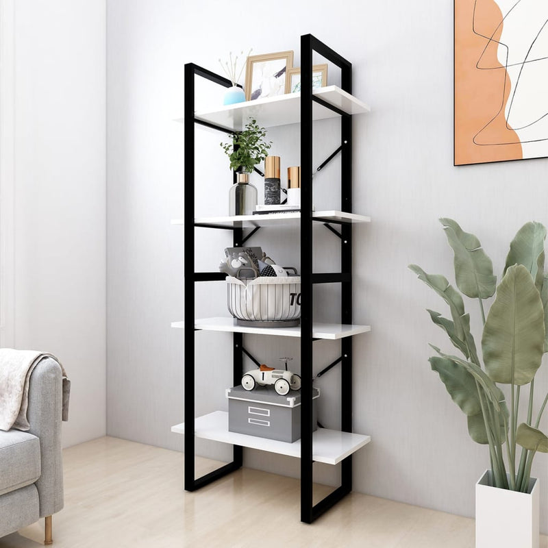 Dealsmate  4-Tier Book Cabinet White 60x30x140 cm Engineered Wood