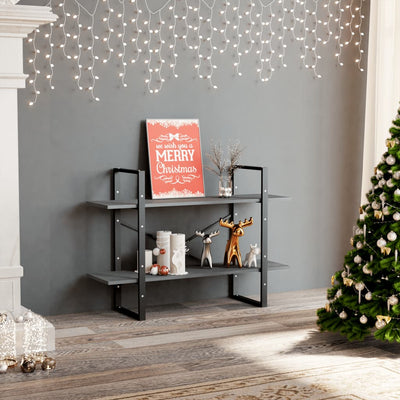 Dealsmate  2-Tier Book Cabinet Grey 100x30x70 cm Solid Pine Wood