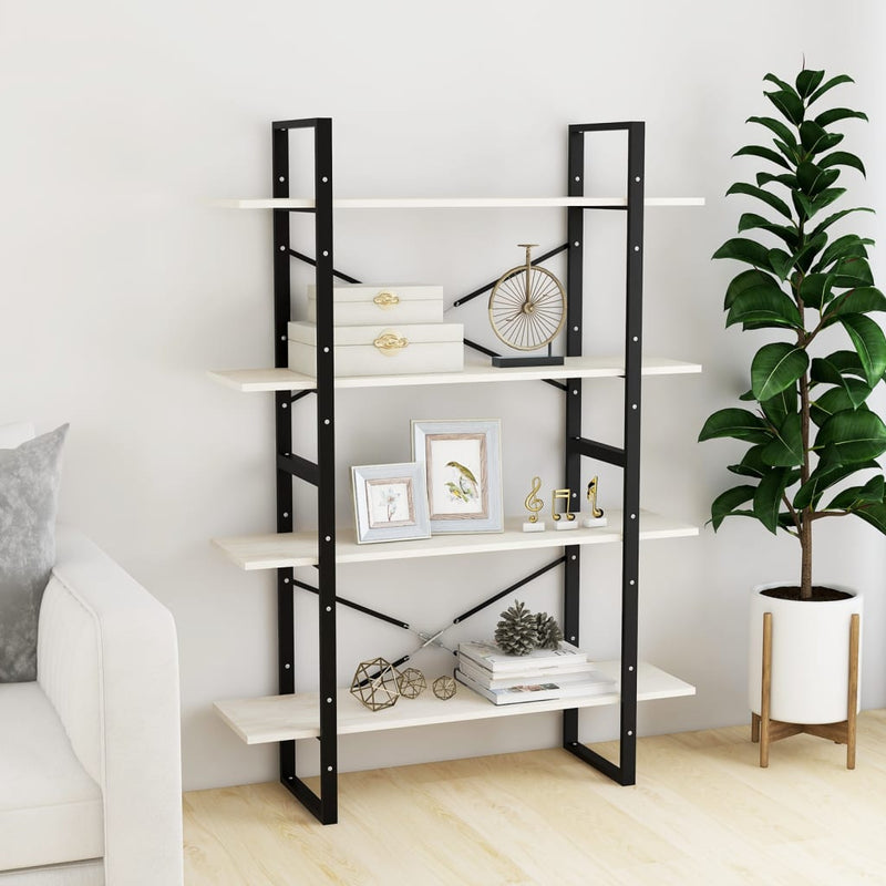 Dealsmate  4-Tier Book Cabinet White 100x30x140 cm Solid Pine Wood