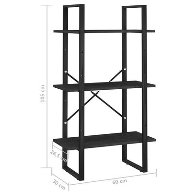 Dealsmate  Storage Shelf Black 60x30x105 cm Solid Pine Wood