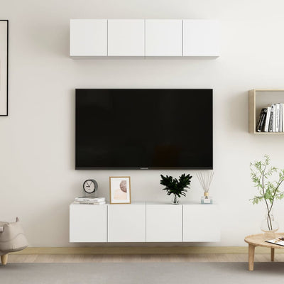 Dealsmate  TV Cabinets 4 pcs White 60x30x30 cm Engineered Wood