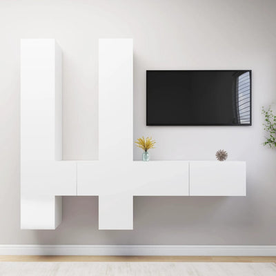 Dealsmate  6 Piece TV Cabinet Set White Engineered Wood
