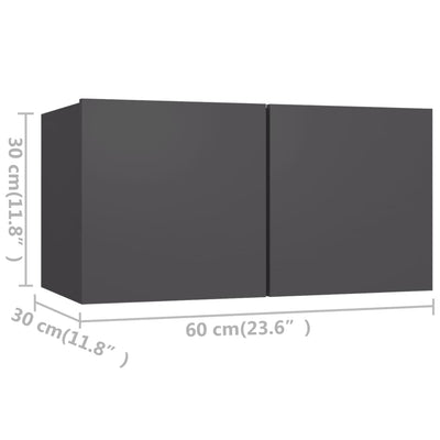 Dealsmate  8 Piece TV Cabinet Set Grey Engineered Wood