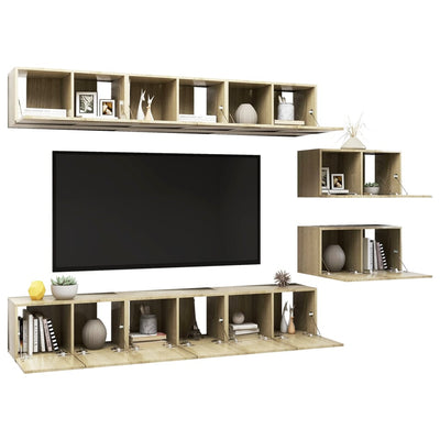 Dealsmate  TV Cabinets 8 pcs Sonoma Oak Engineered Wood