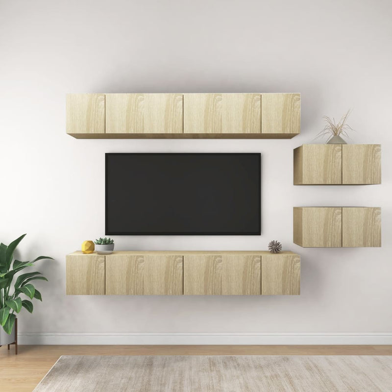 Dealsmate  TV Cabinets 8 pcs Sonoma Oak Engineered Wood