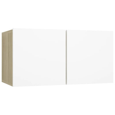 Dealsmate  10 Piece TV Cabinet Set White and Sonoma Oak Chipboard