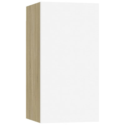 Dealsmate  4 Piece TV Cabinet Set White and Sonoma Oak Engineered Wood