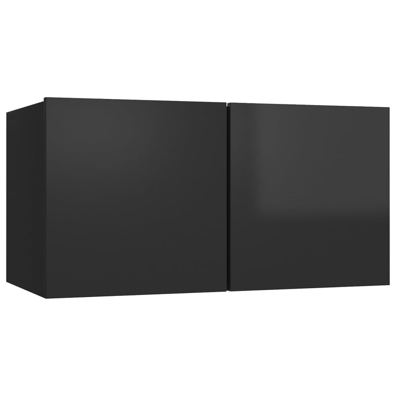 Dealsmate  5 Piece TV Cabinet Set High Gloss Black Engineered Wood