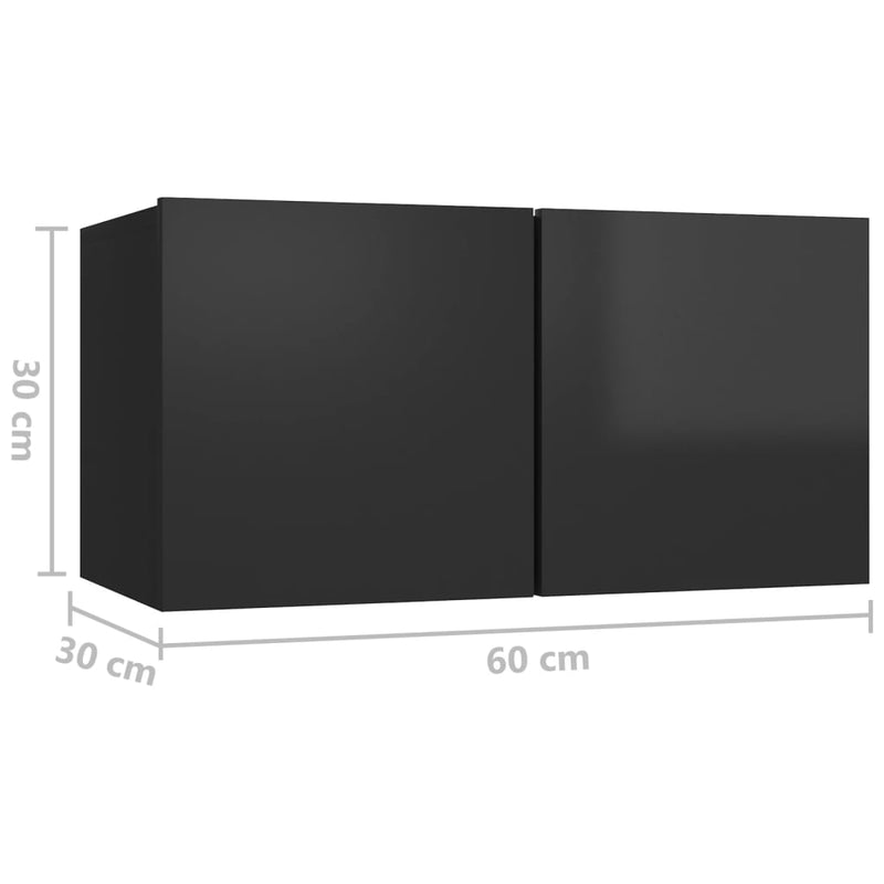 Dealsmate  2 Piece TV Cabinet Set High Gloss Black Chipboard