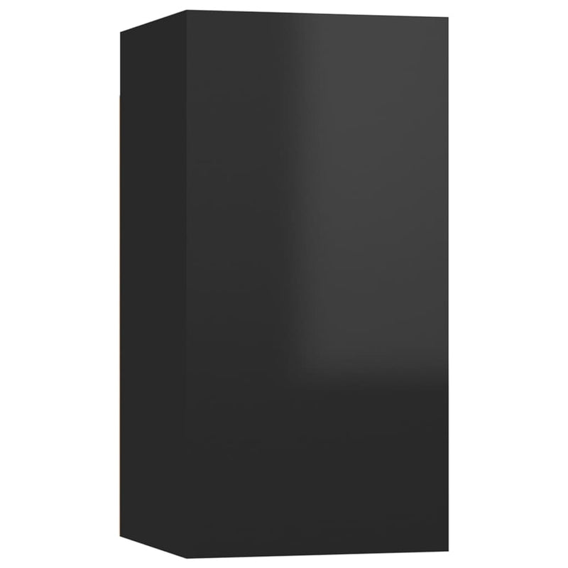 Dealsmate  7 Piece TV Cabinet Set High Gloss Black Engineered Wood