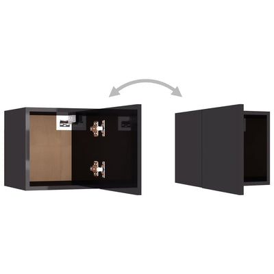 Dealsmate  6 Piece TV Cabinet Set High Gloss Grey Engineered Wood