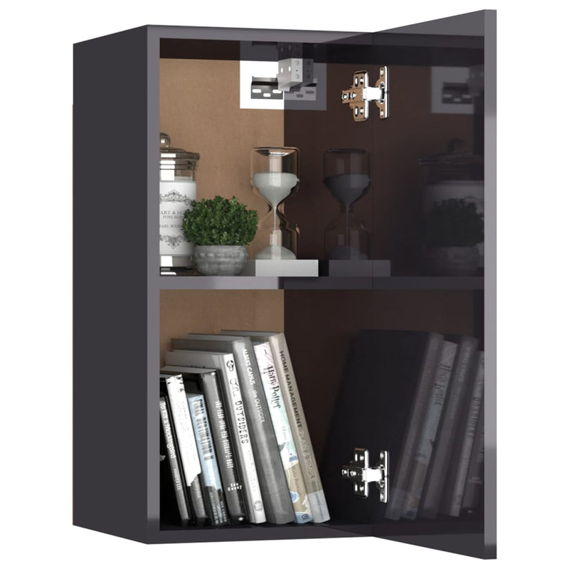 Dealsmate  8 Piece TV Cabinet Set High Gloss Grey Engineered Wood