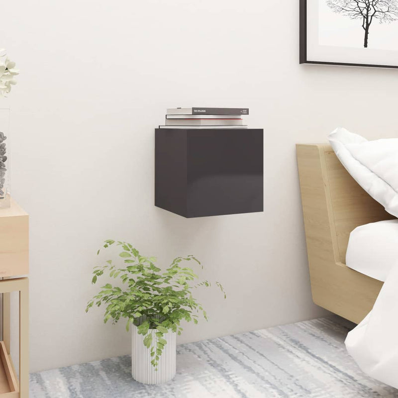 Dealsmate  Bedside Cabinets 2 pcs High Gloss Grey 30.5x30x30 cm Engineered Wood