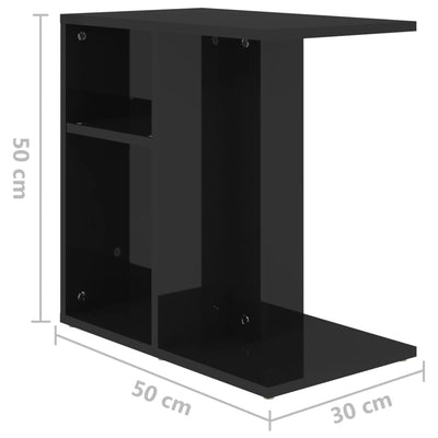 Dealsmate  Side Table High Gloss Black 50x30x50 cm Engineered Wood