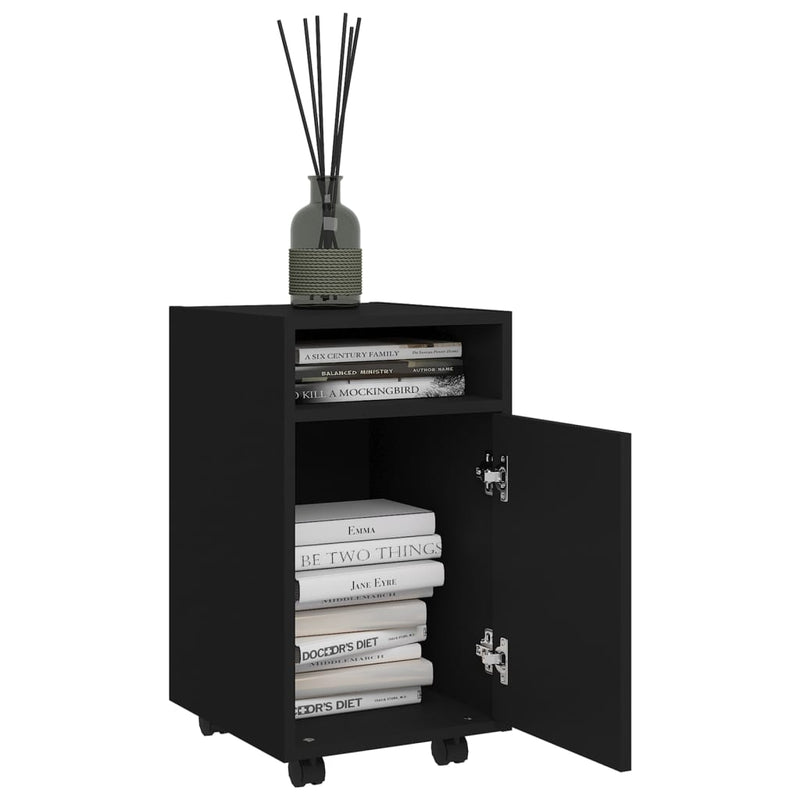 Dealsmate  Side Cabinet with Wheels Black 33x38x60 cm Engineered Wood