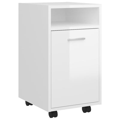 Dealsmate  Side Cabinet with Wheels High Gloss White 33x38x60 cm Engineered Wood