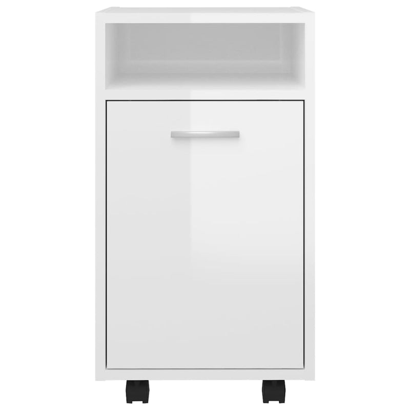Dealsmate  Side Cabinet with Wheels High Gloss White 33x38x60 cm Engineered Wood