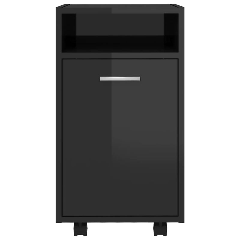 Dealsmate  Side Cabinet with Wheels High Gloss Black 33x38x60 cm Engineered Wood
