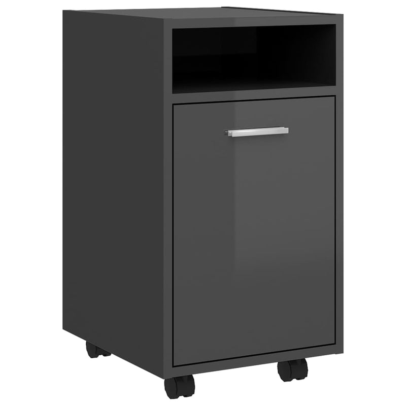 Dealsmate  Side Cabinet with Wheels High Gloss Grey 33x38x60 cm Engineered Wood