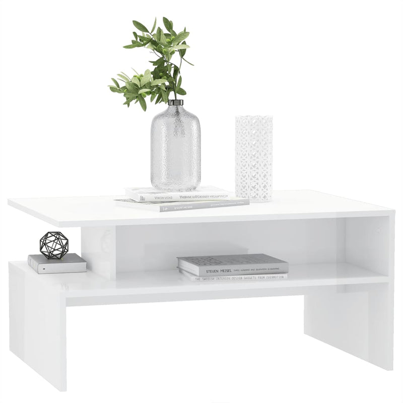 Dealsmate  Coffee Table High Gloss White 90x60x42.5 cm Engineered Wood