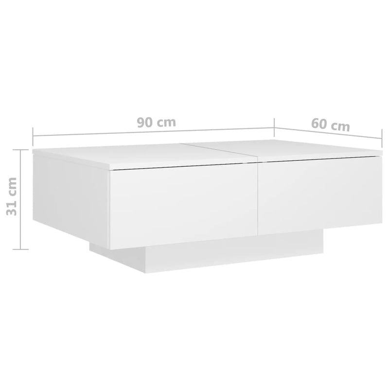 Dealsmate  Coffee Table White 90x60x31 cm Engineered Wood