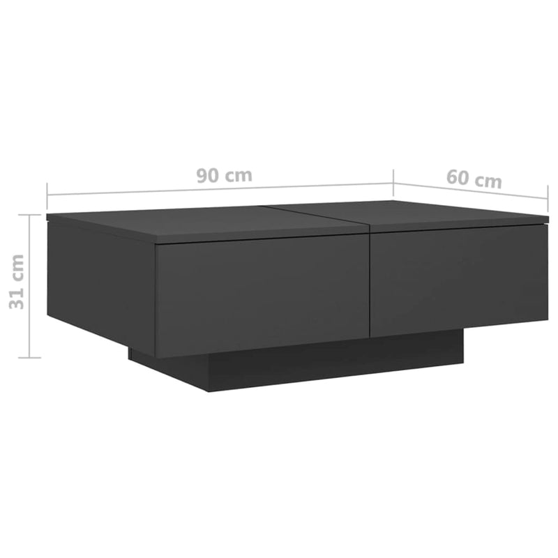 Dealsmate  Coffee Table Grey 90x60x31 cm Engineered Wood