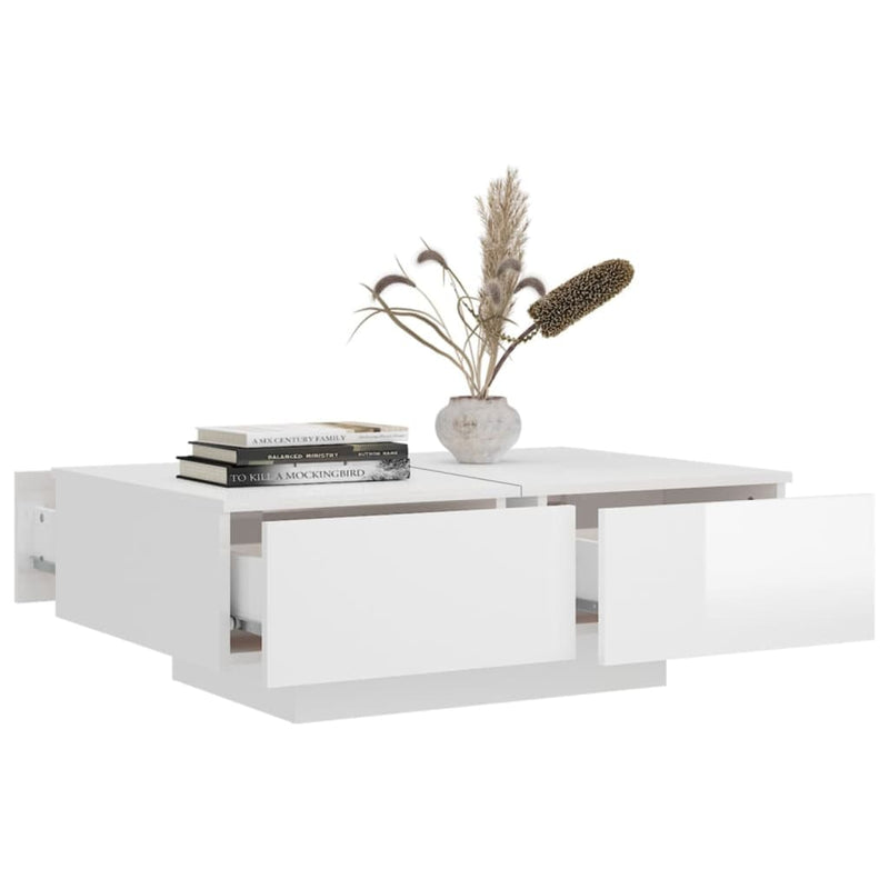 Dealsmate  Coffee Table High Gloss White 90x60x31 cm Engineered Wood