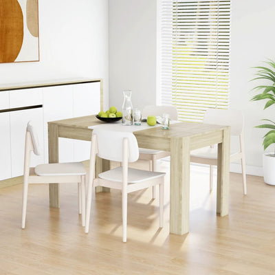 Dealsmate  Dining Table White and Sonoma Oak 140x74.5x76 cm Engineered Wood