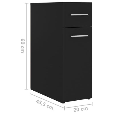 Dealsmate  Apothecary Cabinet Black 20x45.5x60 cm Engineered Wood