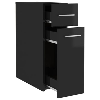 Dealsmate  Apothecary Cabinet High Gloss Black 20x45.5x60 cm Engineered Wood