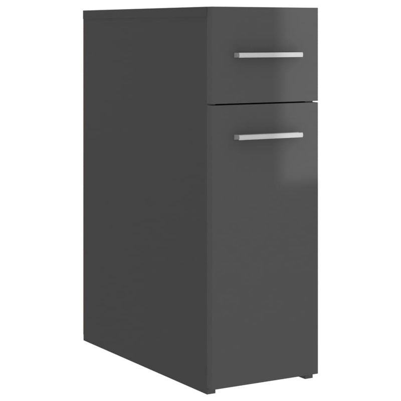 Dealsmate  Apothecary Cabinet High Gloss Grey 20x45.5x60 cm Engineered Wood