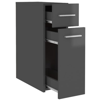 Dealsmate  Apothecary Cabinet High Gloss Grey 20x45.5x60 cm Engineered Wood