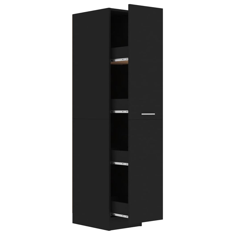 Dealsmate  Apothecary Cabinet Black 30x42.5x150 cm Engineered Wood